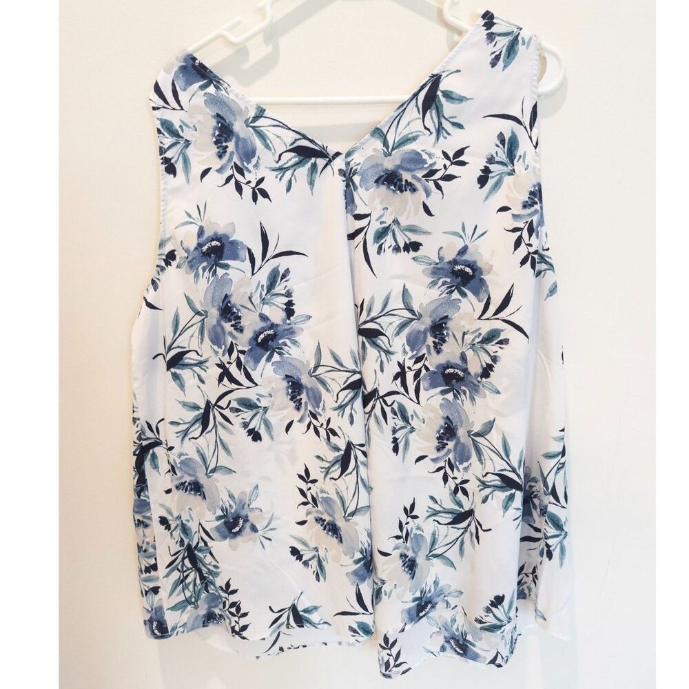 Lane Bryant women's white floral tank blouse size 18 - Picture 2 of 4
